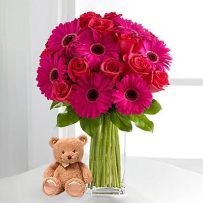 Flowers to Coahuila Mexico Roses, Gerberas and Teddy