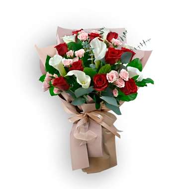 Bouquet of Roses and Calla Lilies