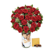 Vase of Roses with Personalized Photo - Flowers to USA