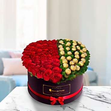 Box with Roses and Ferrero Rocher