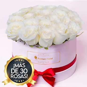 Caja Blanca de Rosas Blancas