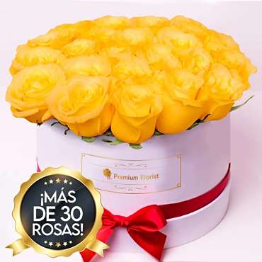 Caja Blanca de Rosas Amarillas