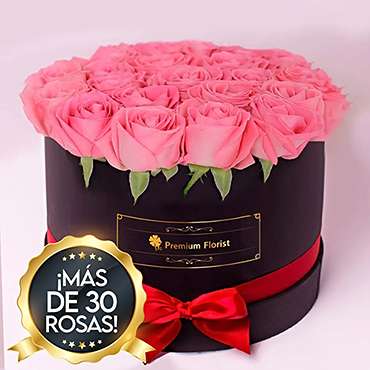 Caja Negra de Rosas Rosadas