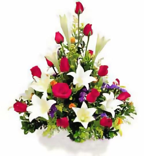 Flowers to Veracruz Mexico Roses and Lilies Basket