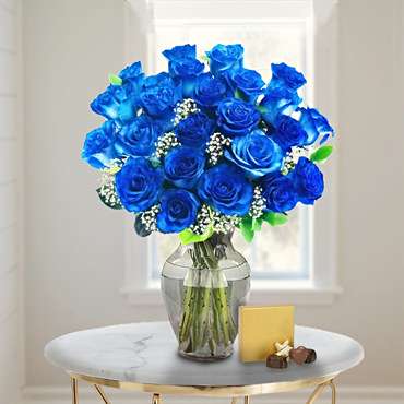Rosas Azules en Jarrón