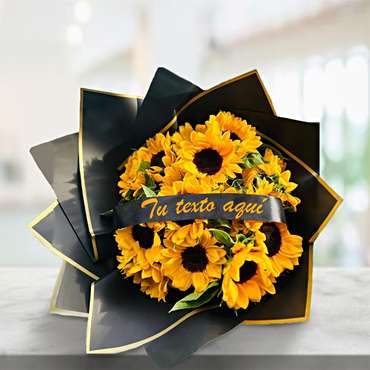 Bouquet of Sunflowers with Customized Ribbon