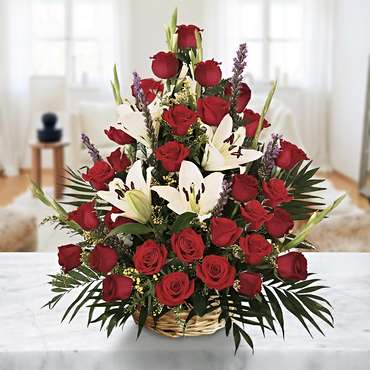 Roses and Lilies Basket