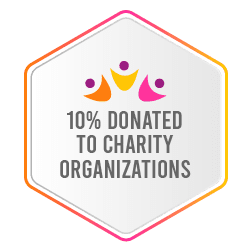 10% donated to charity